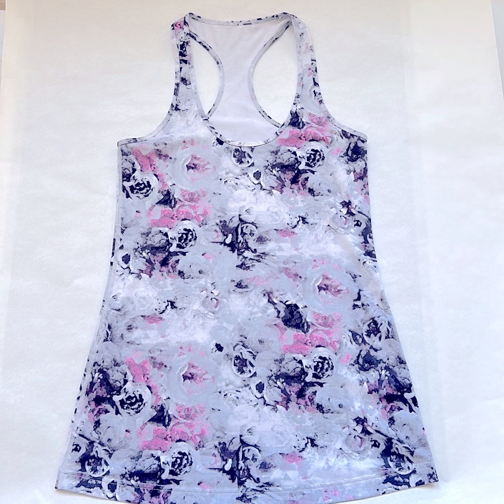 Lululemon Cool Racerback Tank, Moody Mirage White Deep Navy, Size 8
